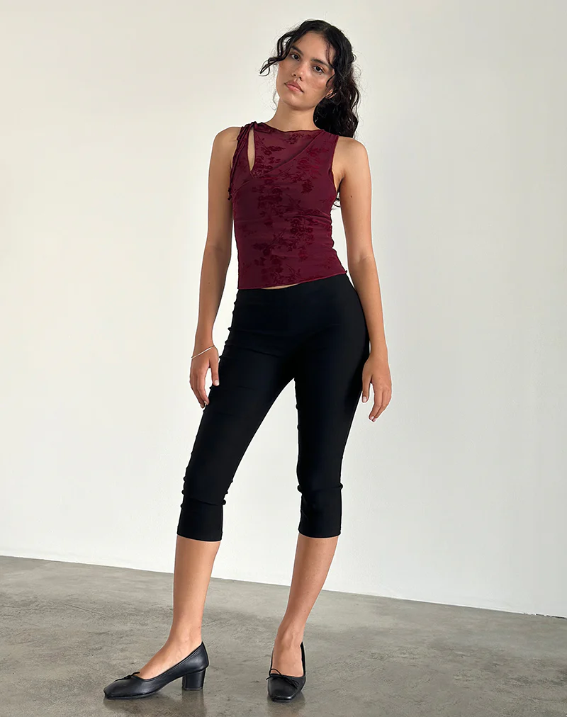 Moni Vest Top in Botanical Flower Maroon - Image 3