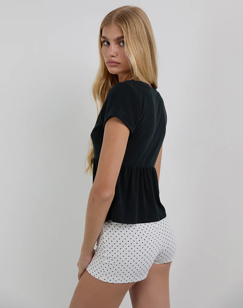 Monia Plunge Top in Pointelle Black - Image 6