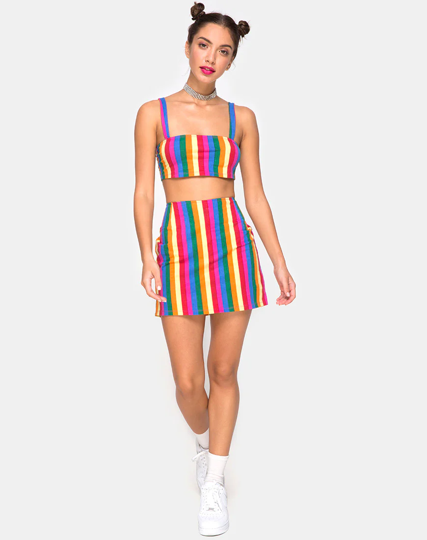 Monira Crop Top in Good Times Stripe  X Princess Polly - Image 3