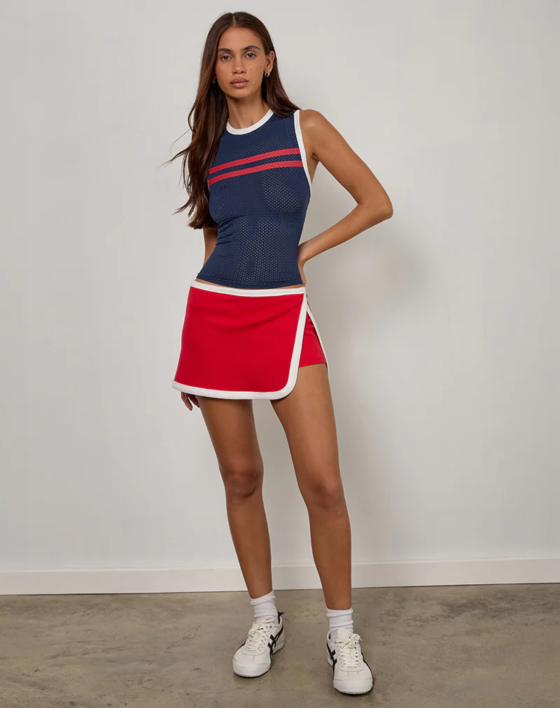 Monlo Top in Airtex Navy with Red Stripe - Image 2