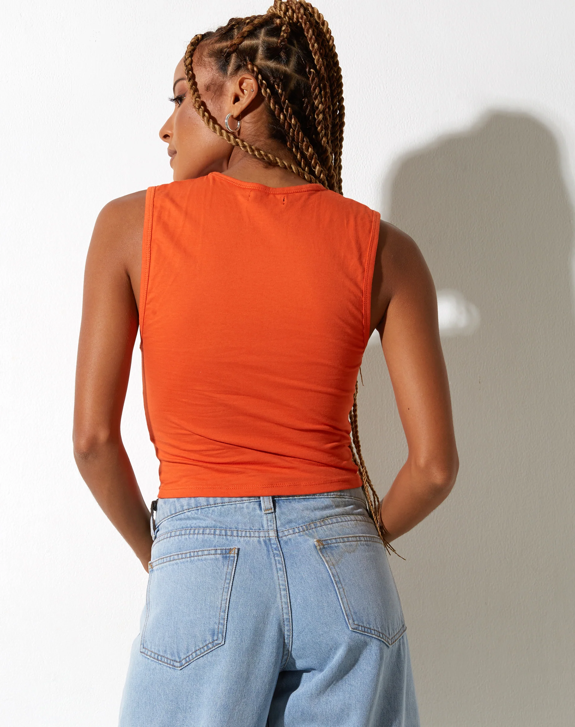 Monlo Vest Top in Aperol Spritz Orange Lips - Image 2