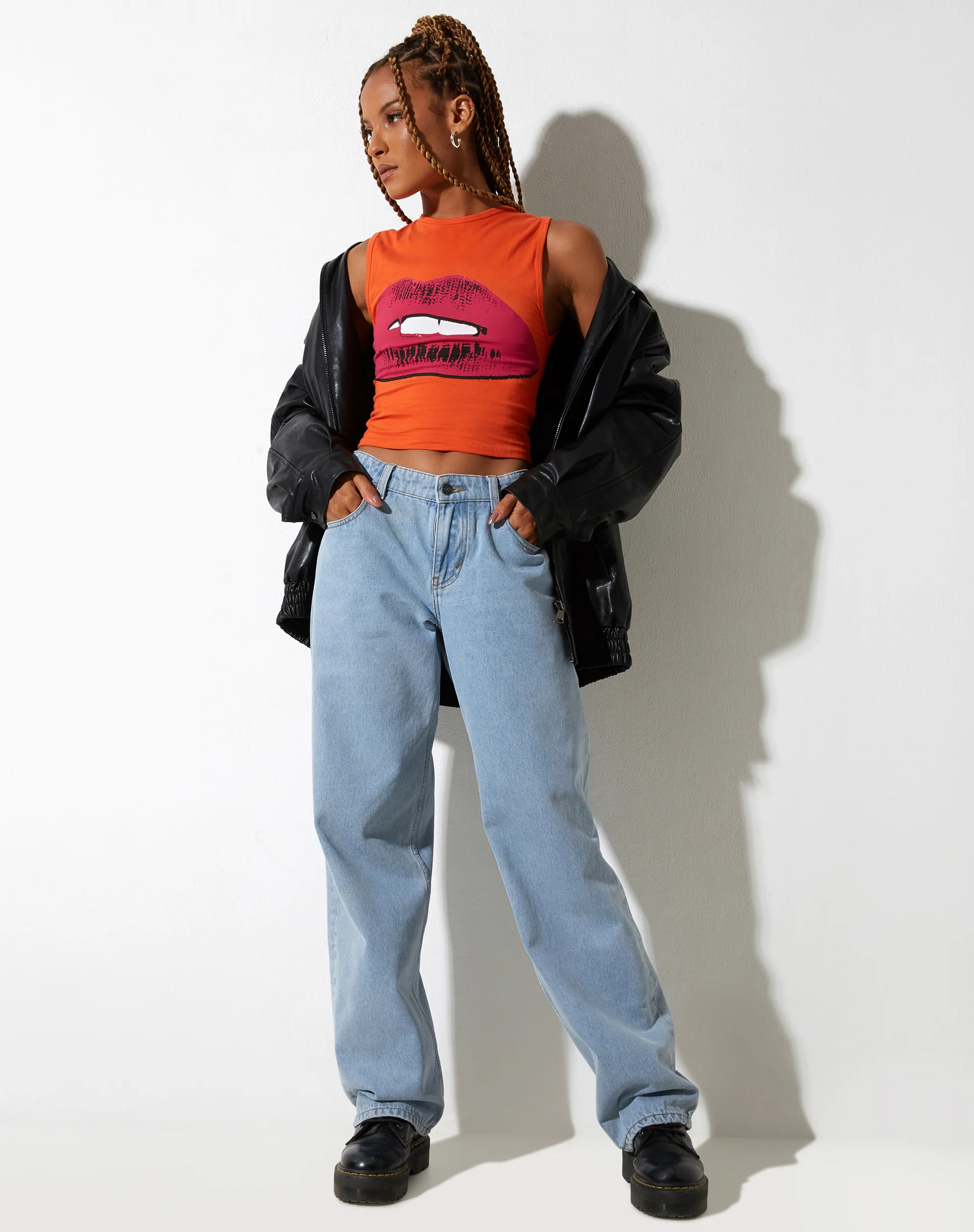 Monlo Vest Top in Aperol Spritz Orange Lips - Image 3