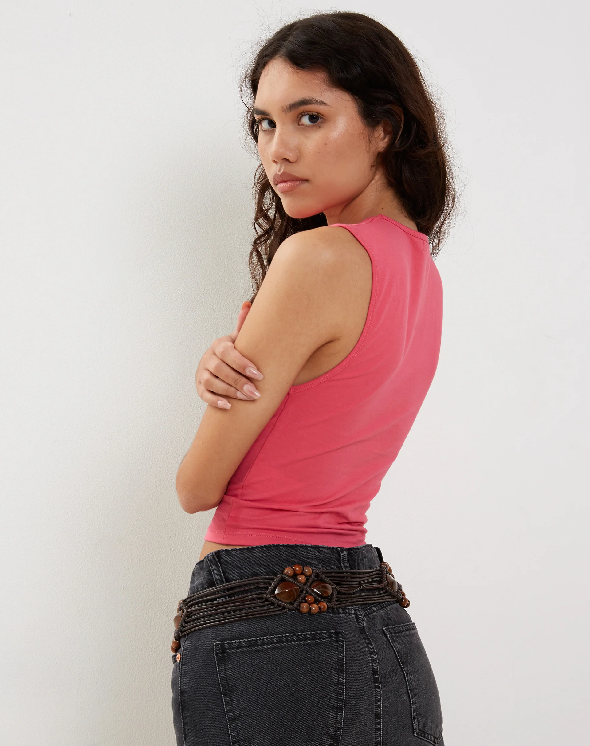 Monlo Vest Top in Hot Pink - Image 2