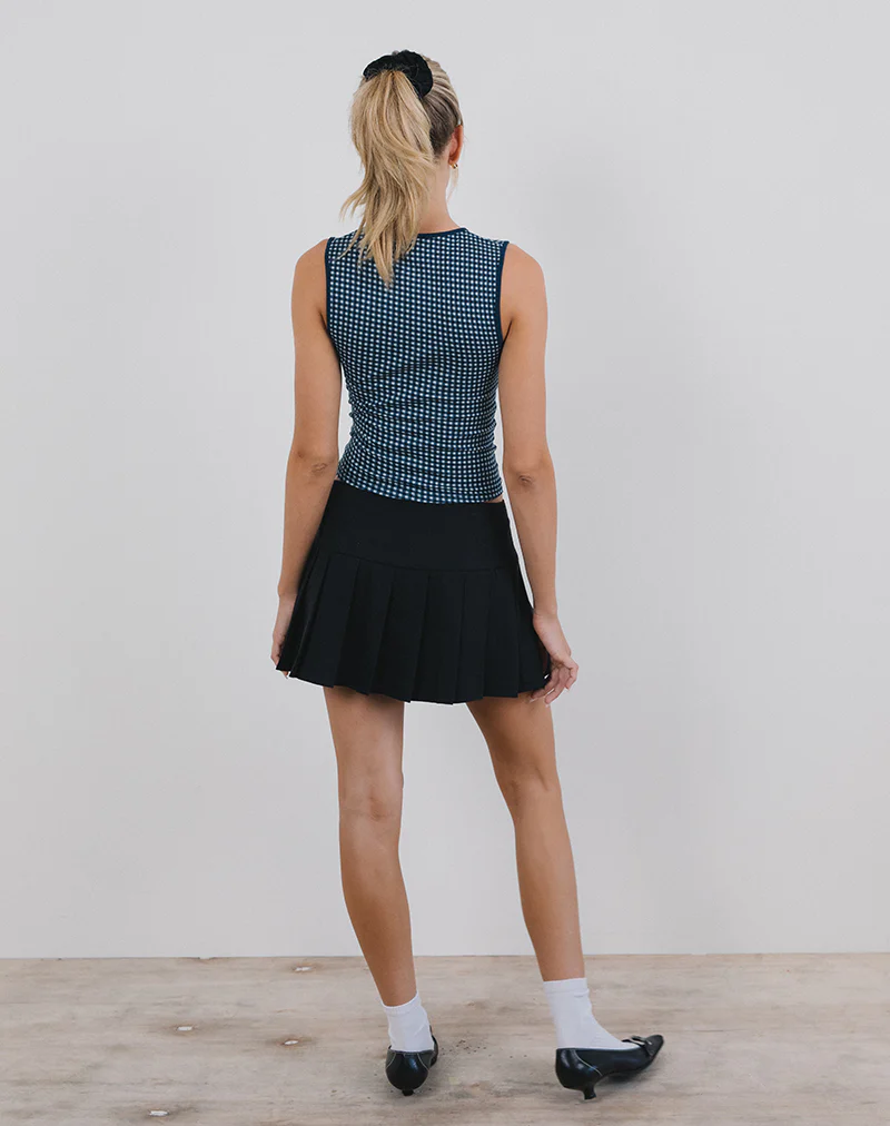 Monsela Top in Mini Gingham Dark Blue - Image 3