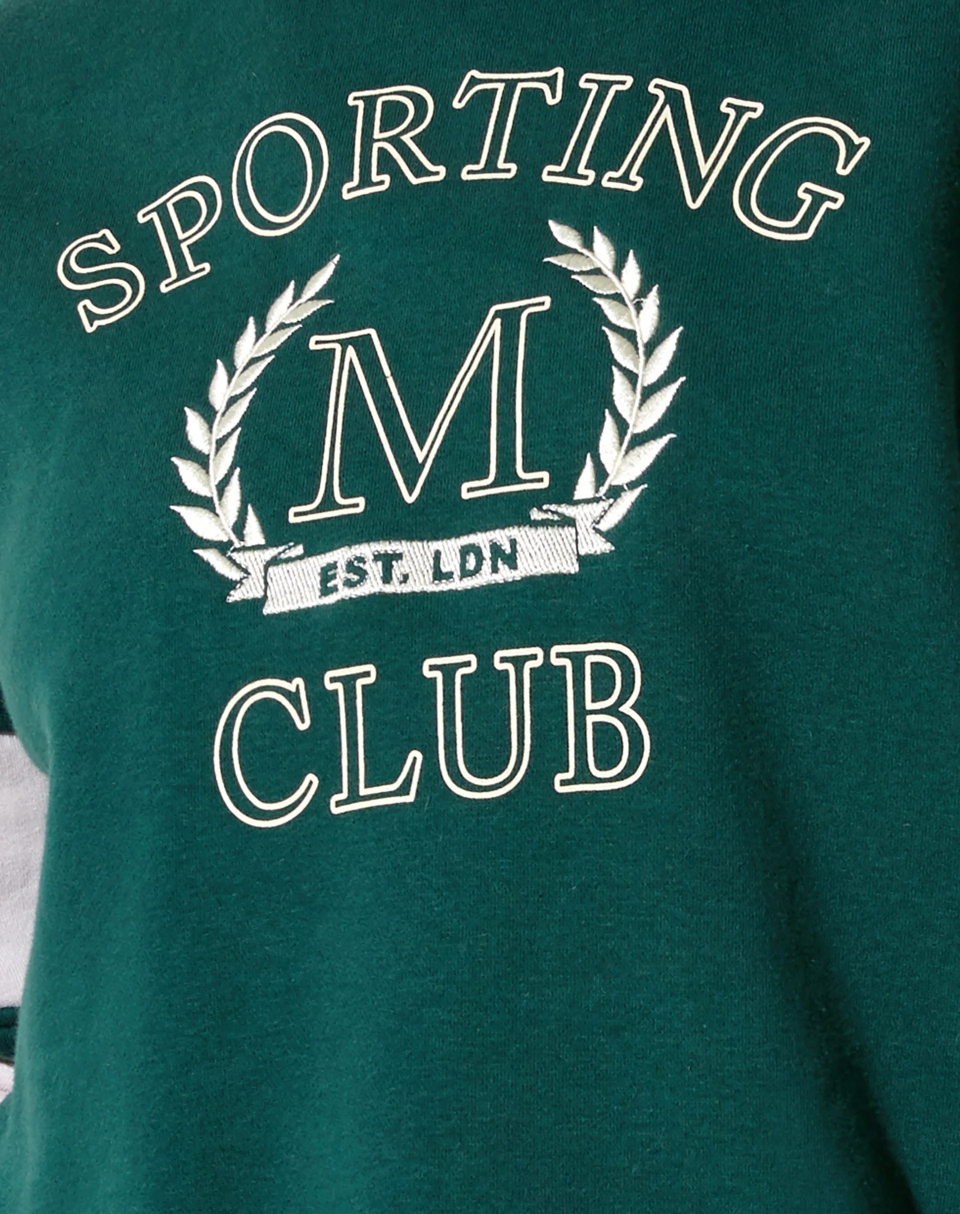 Mora Hoodie in Forest Green and Winter White Sporting Club Mix Embro - Image 6