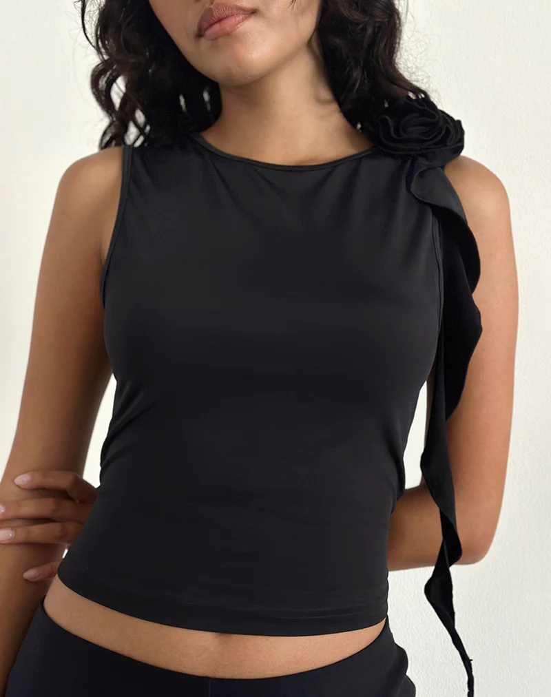 Morena Rosette Top in Black - Image 3