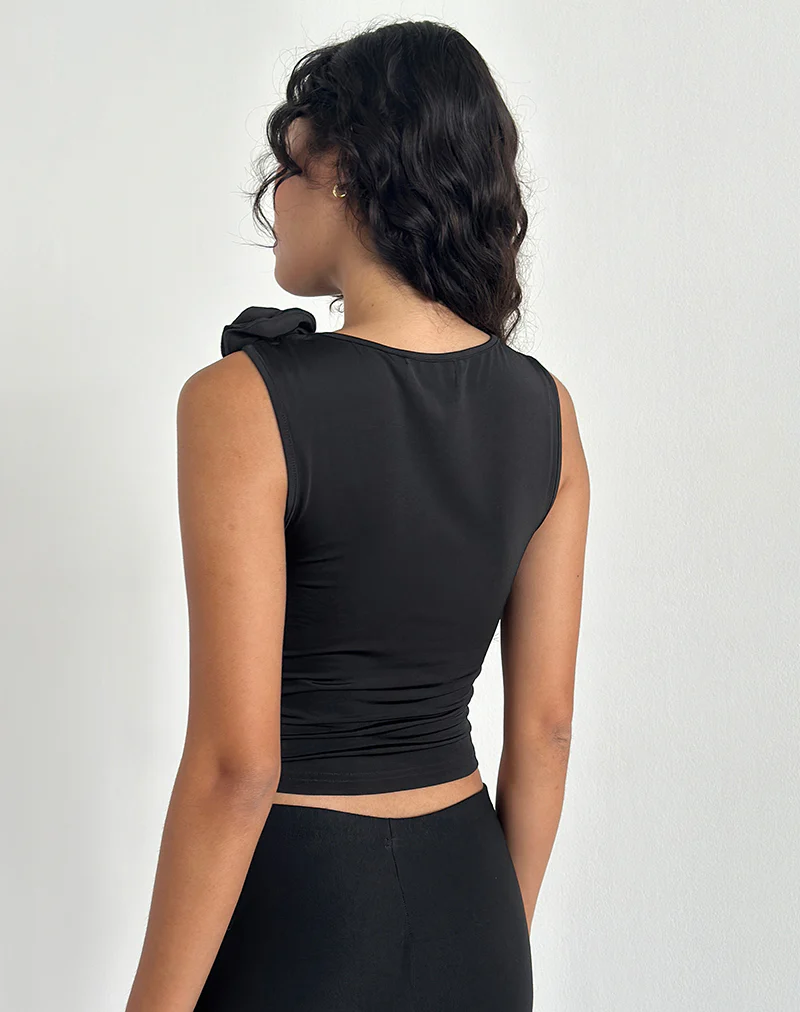 Morena Rosette Top in Black - Image 4