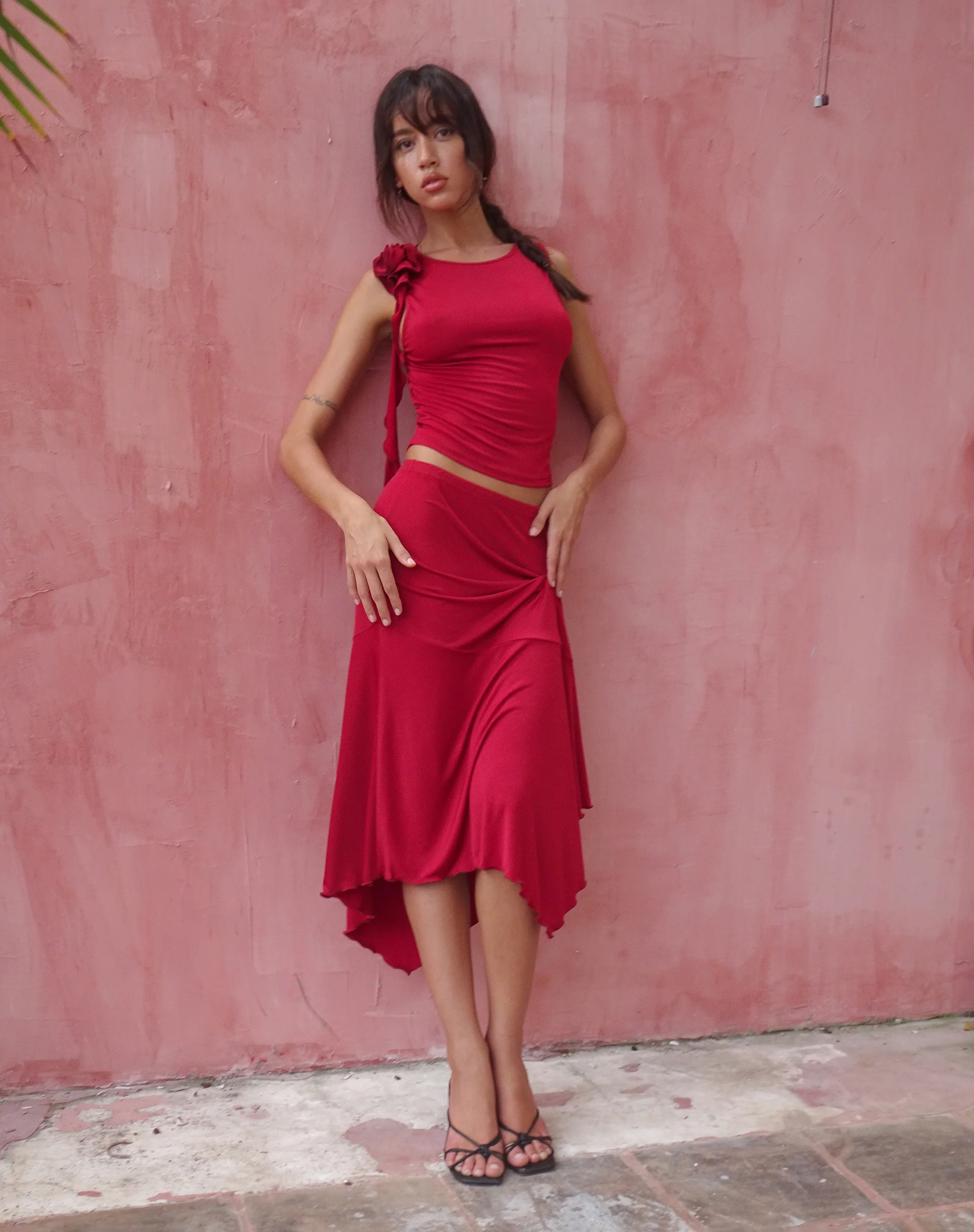 Morena Rosette Top in Red - Image 3