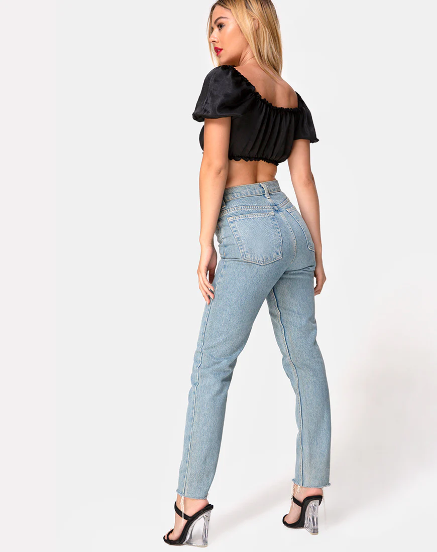 Morgan Crop Top in Satin Black - Image 5