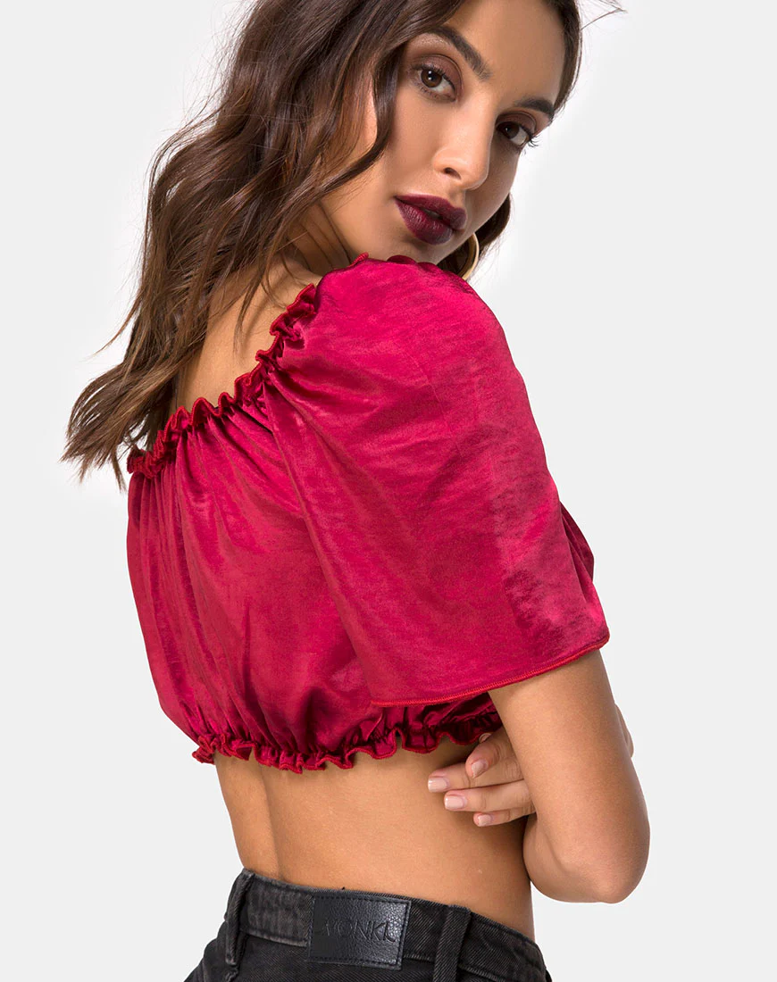 Morgan Top in Satin Cherry - Image 3