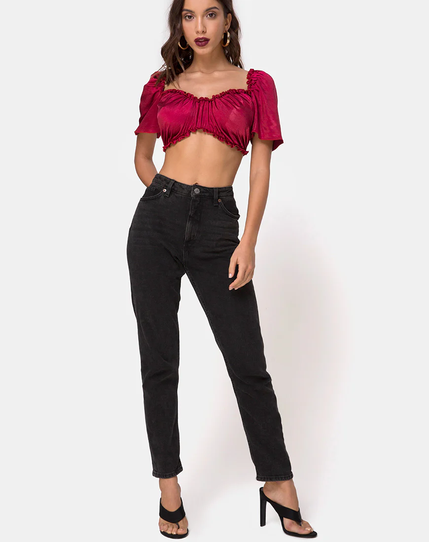 Morgan Top in Satin Cherry - Image 4