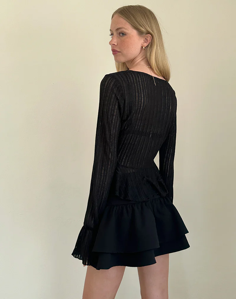 Morgana Flute Knit Cardigan in Black - Image 4