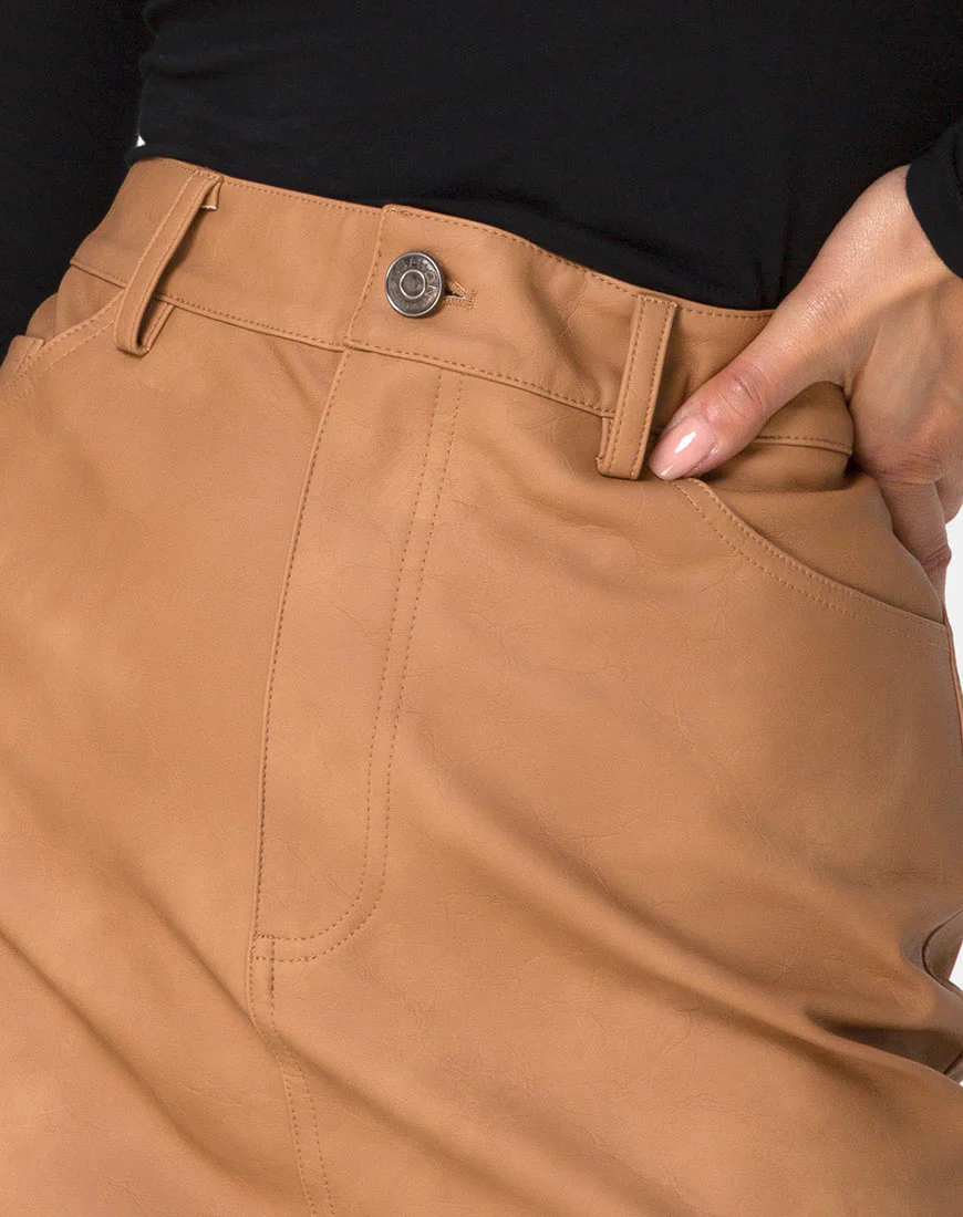 Mori Skirt in PU Brown - Image 6