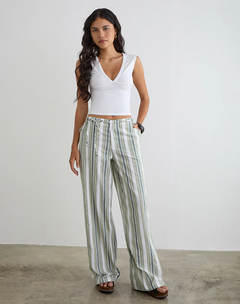 Morino Trouser in Sage Stripe - Image 4