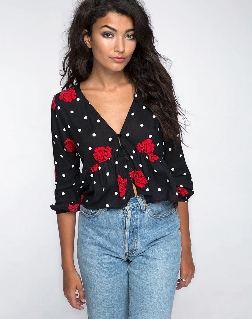 Mosca Plunge Top in Cuban Rose - Image 3