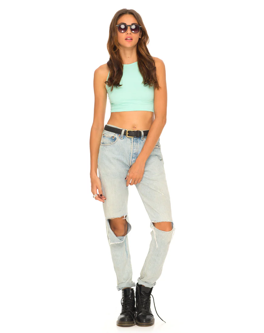 Motel Early Strappy Crop Top in Mint - Image 3