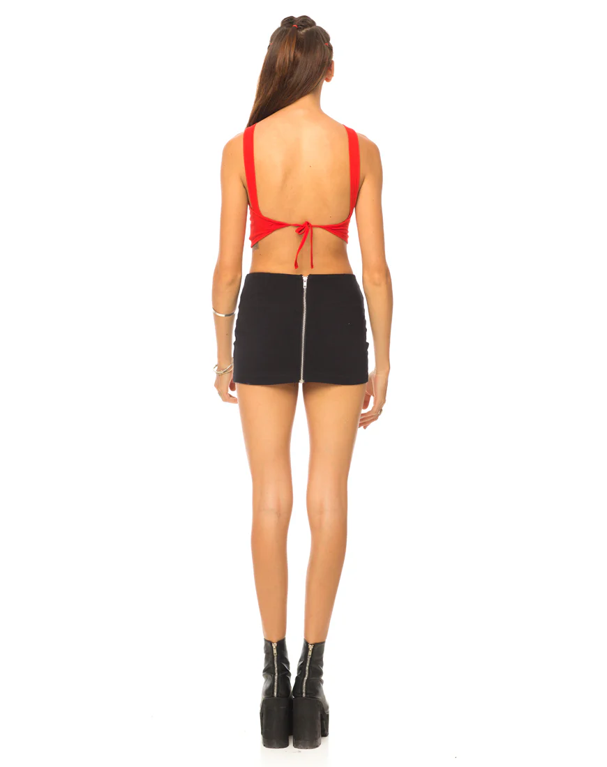 Motel Faith Tie Red Crop Top in Red - Image 4