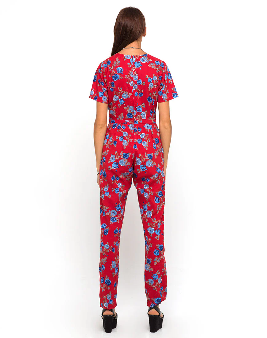 Motel Lilah Full Length Jumpsuit in Winter Rose Red - Image 2