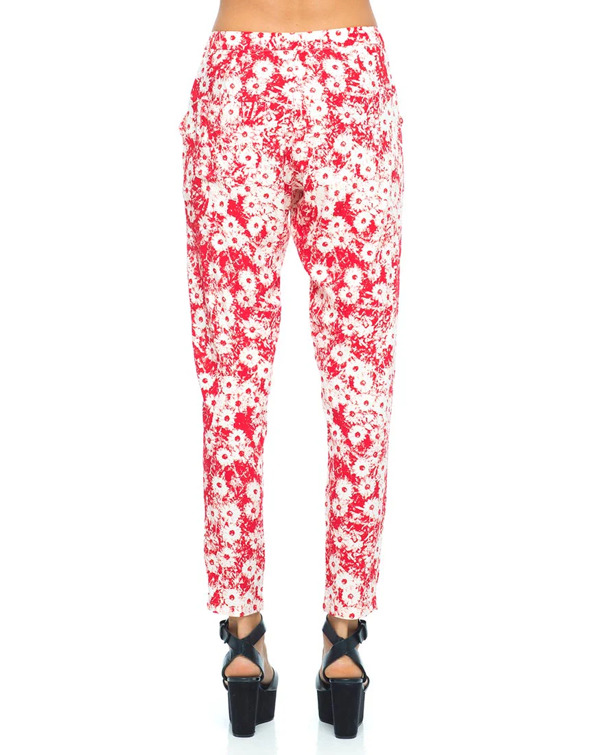 Motel Logan Peg Leg Trouser in Xerox Daisy Red - Image 2
