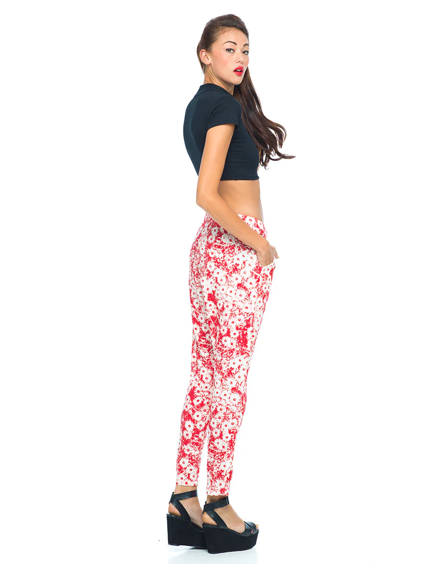 Motel Logan Peg Leg Trouser in Xerox Daisy Red - Image 4