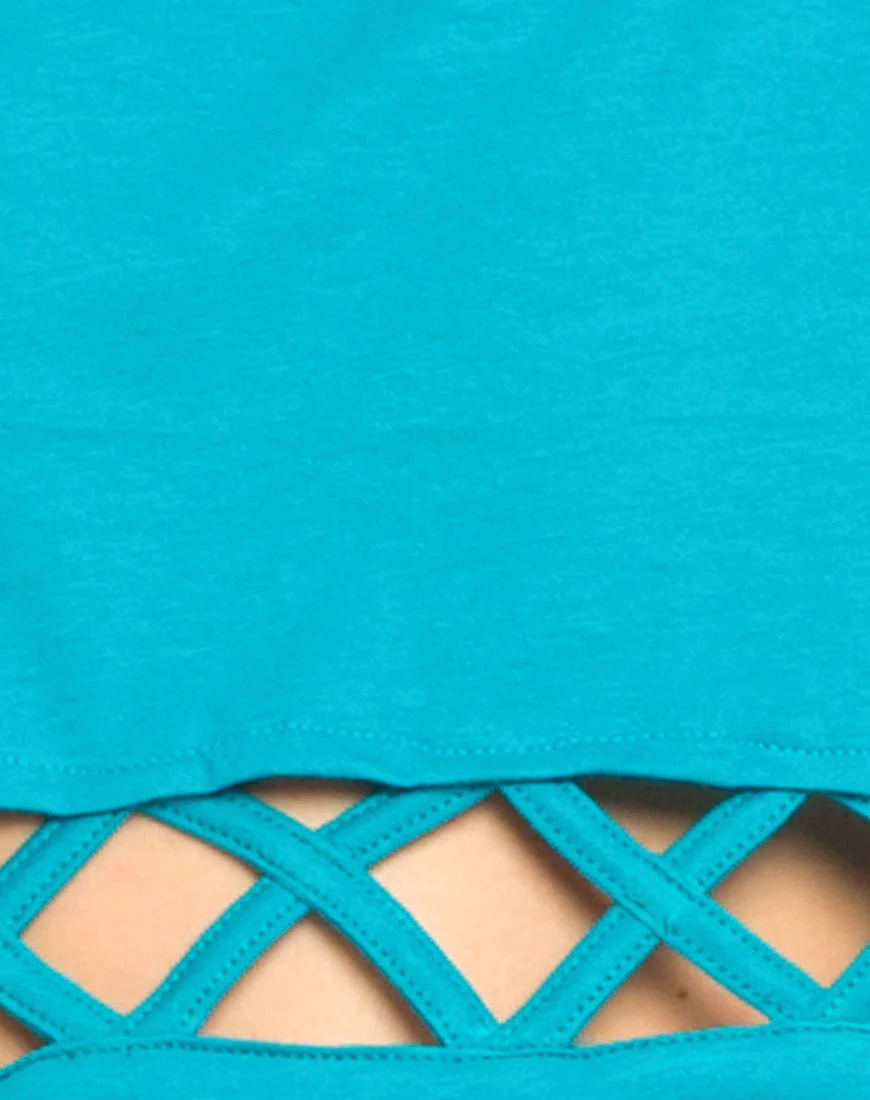 Motel Plait Detail Crop Top In Cyan - Image 5