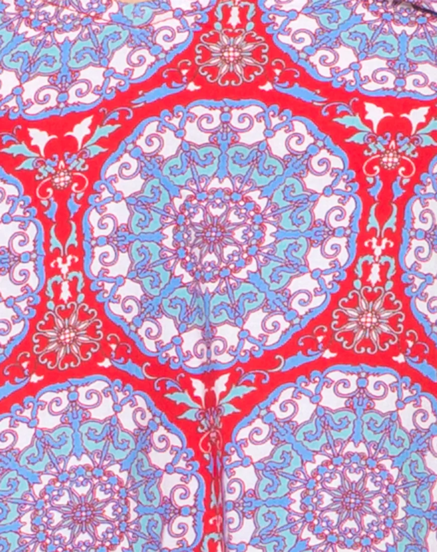 Motel Slip Cami Crop in Mandala Red - Image 5