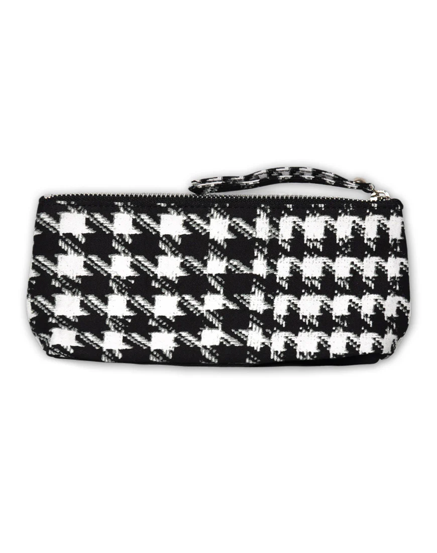 Motel Zip Mini Pencil Case in Hounds Tooth Black and White - Image 2
