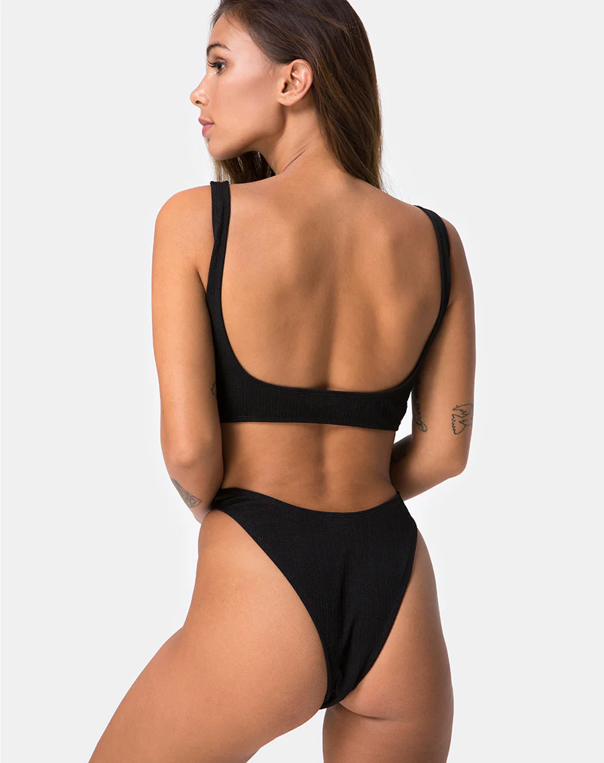Mozu Bikini Bottom in Rib Black - Image 4