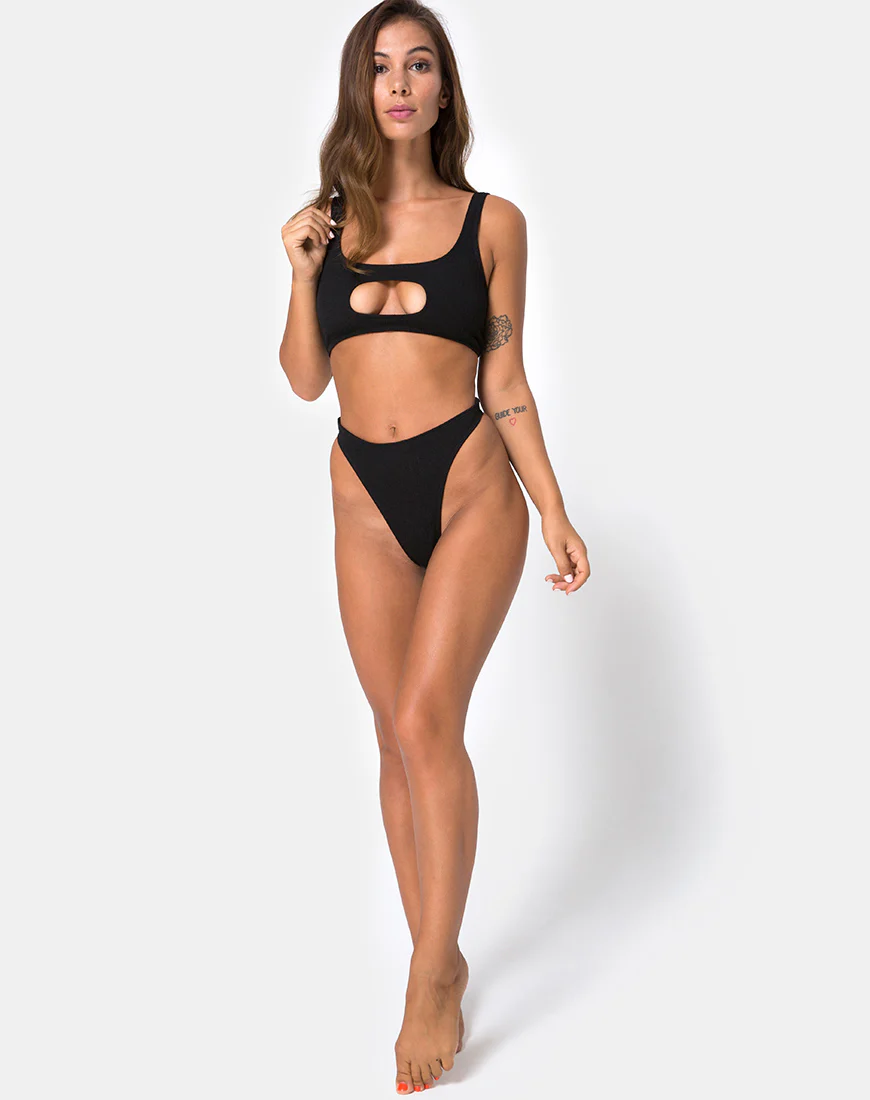 Mozu Bikini Top in Rib Black - Image 3