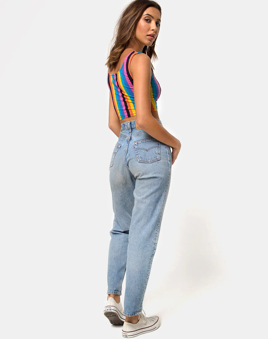 Mucell Crop Top in New Vertical Mixed Stripe - Image 4