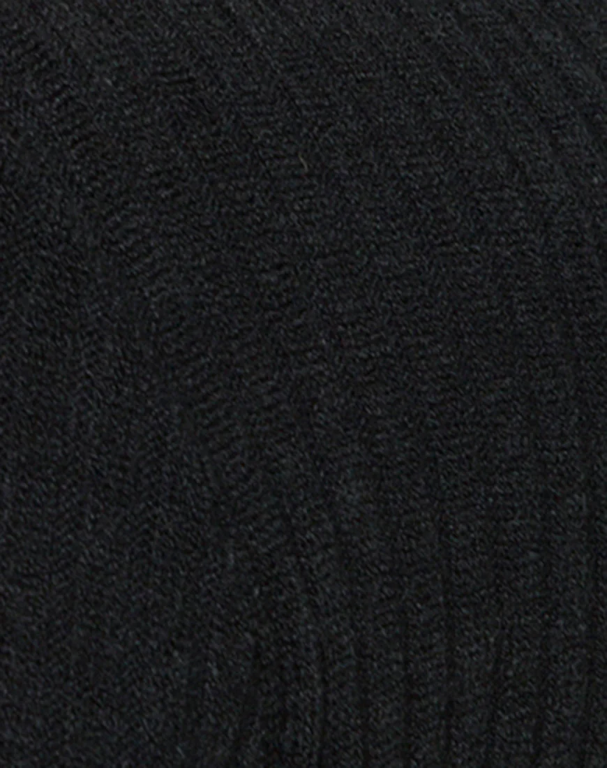Mya Cutout Dress in Rib Knit Black - Image 5