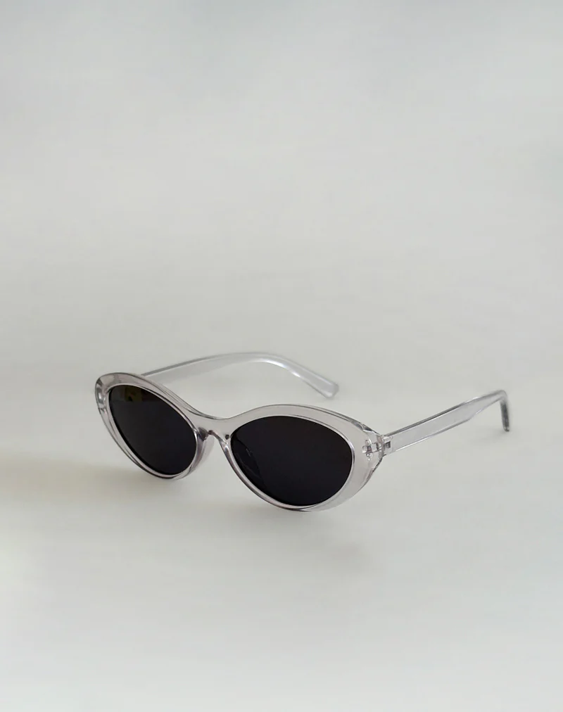 Mydas Oval Sunglasses in Opaque Silver - Image 3