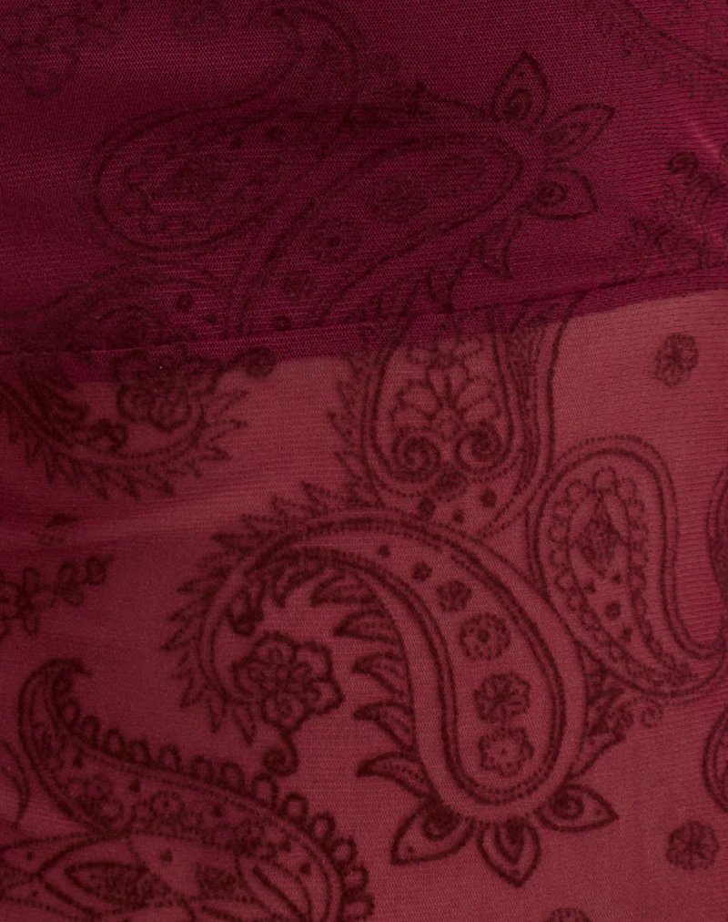 Nafre Top in Flock Compact Paisley Wine - Image 6