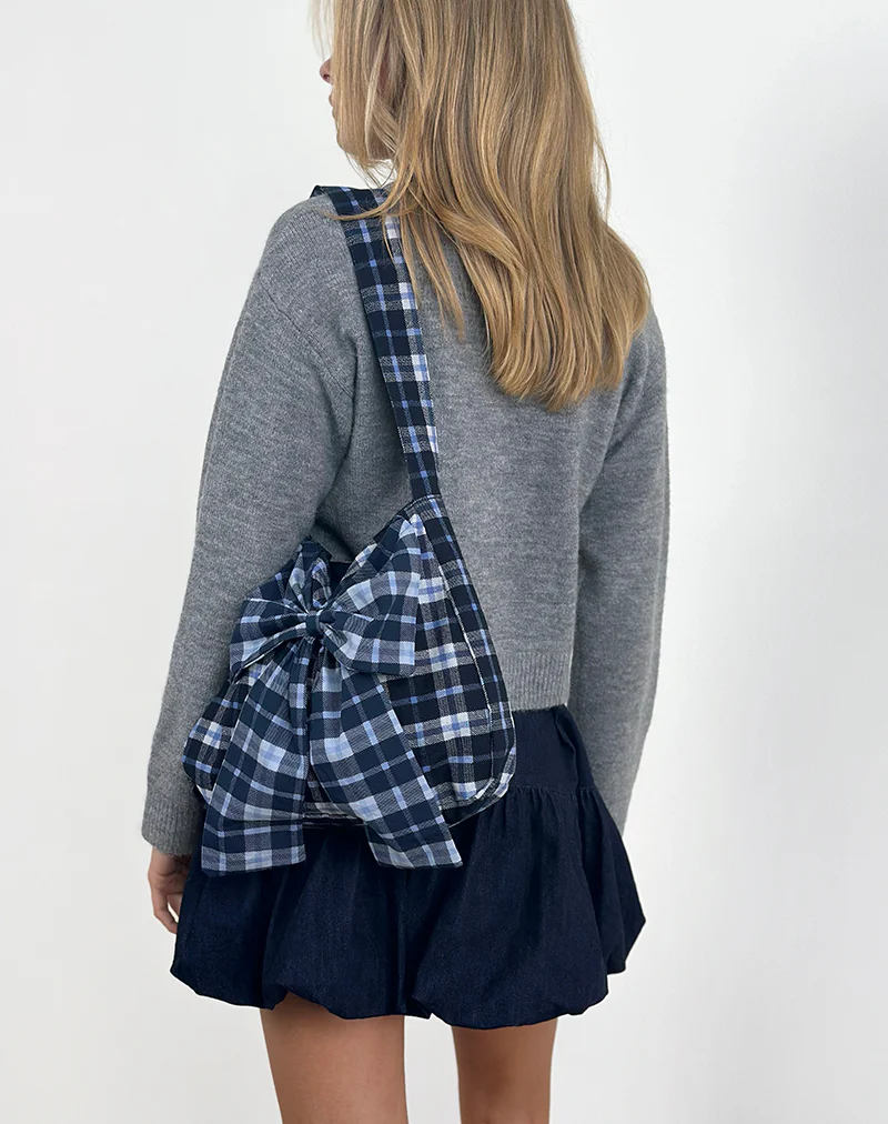 Nagi Bag in Tartan Dark Blue - Image 2