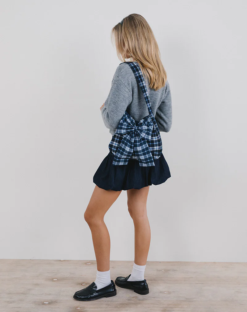 Nagi Bag in Tartan Dark Blue - Image 3
