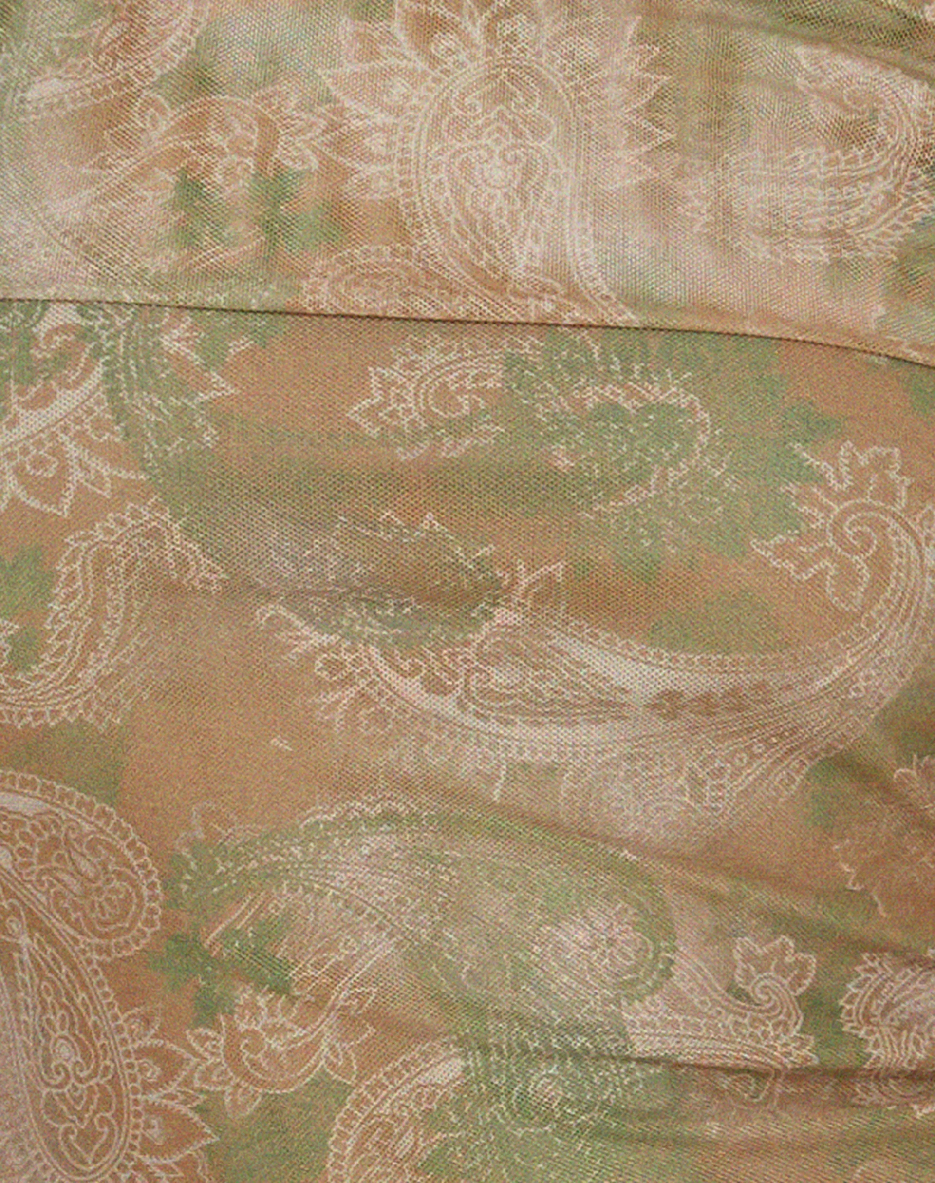 Nagini Long Sleeve Bardot Top in Tonal Paisley Green - Image 5