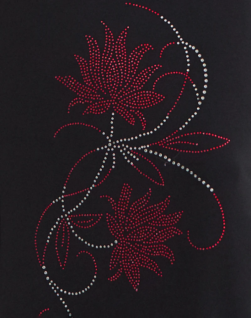 Naisra Maxi Skirt in Cupro Diamante Flower Black - Image 5