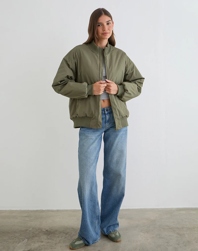 Najora Puffy Bomber Jacket in Dark Sage - Image 6