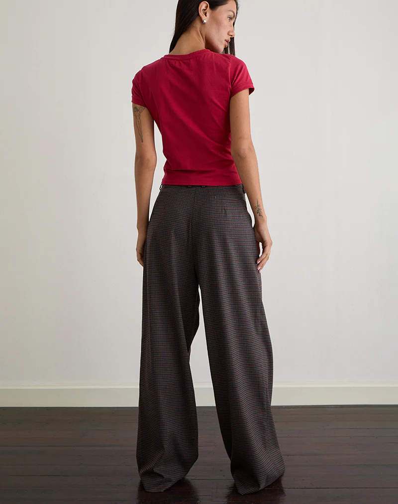 Nala Trouser in Heavy Woven Check Blue and Red - Image 5