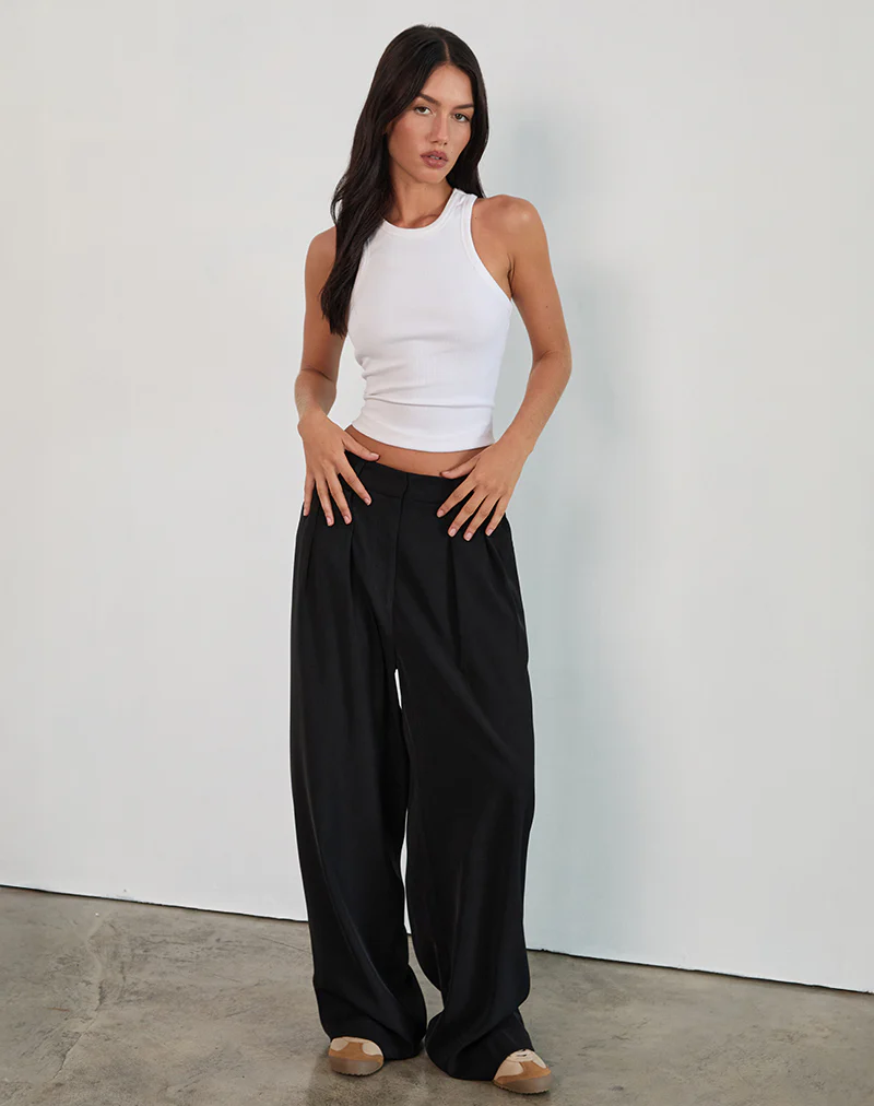 Nala Pleated Trouser in Tailoring Black - Image 3