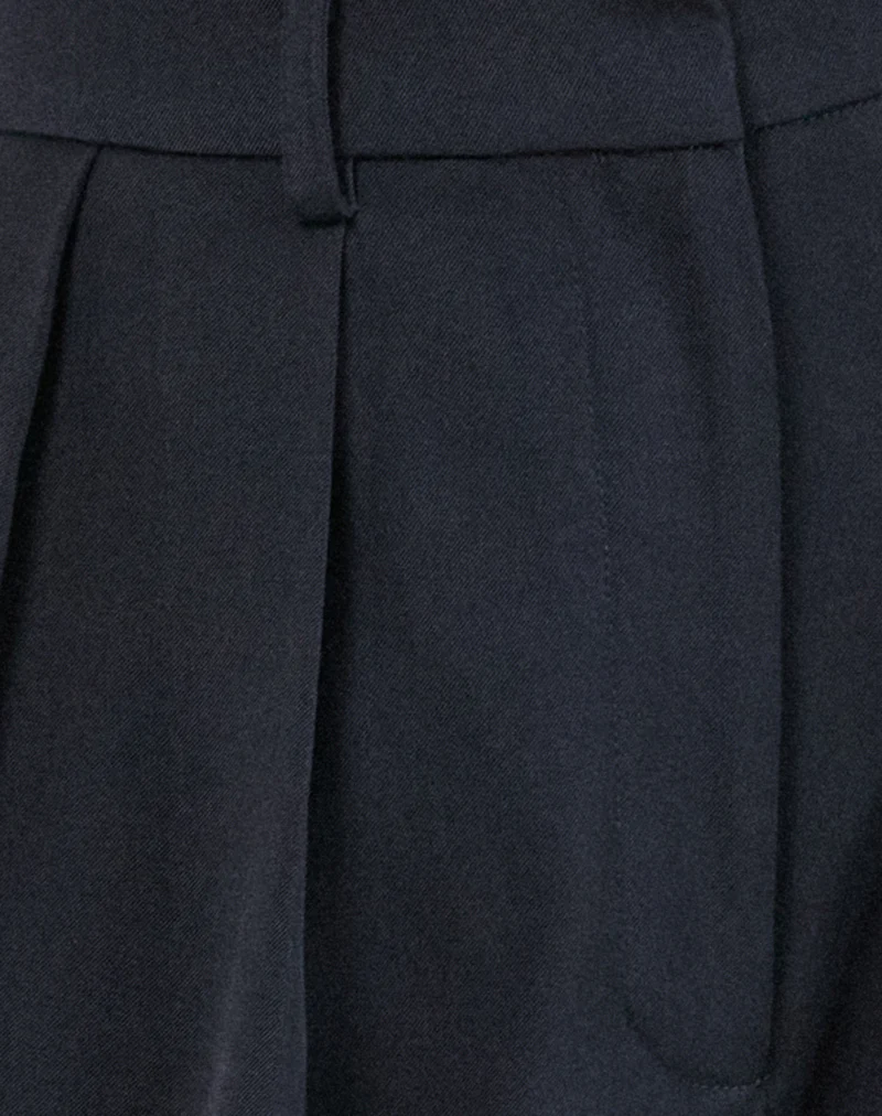 Nala Wide Leg Pleated Trouser in Tailoring Navy - Image 5