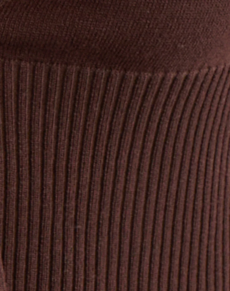 Nalo Short Sleeve Cardi in Dark Brown - Image 5