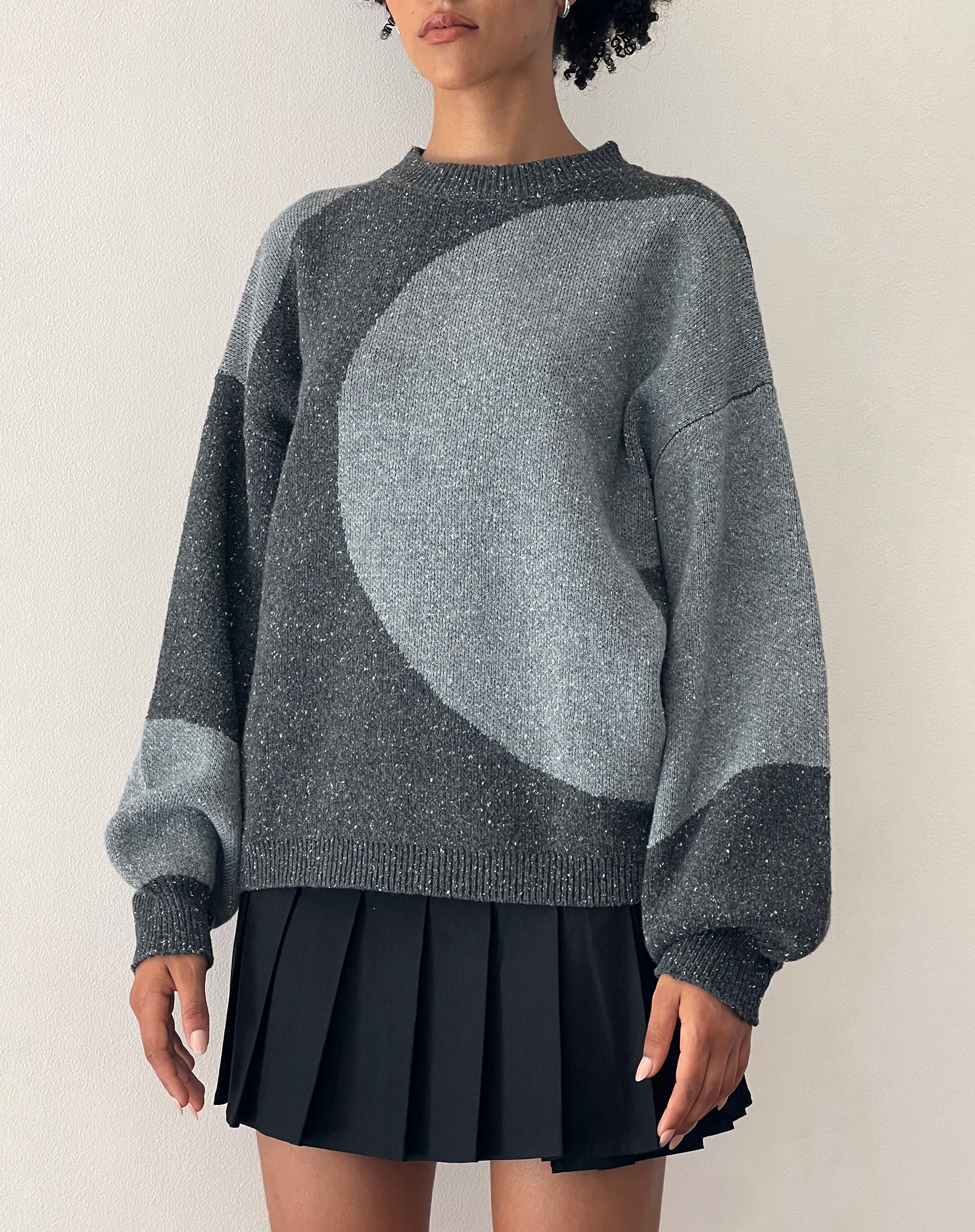 Namari Jumper in Black and Charcoal Mix Knit - Image 4