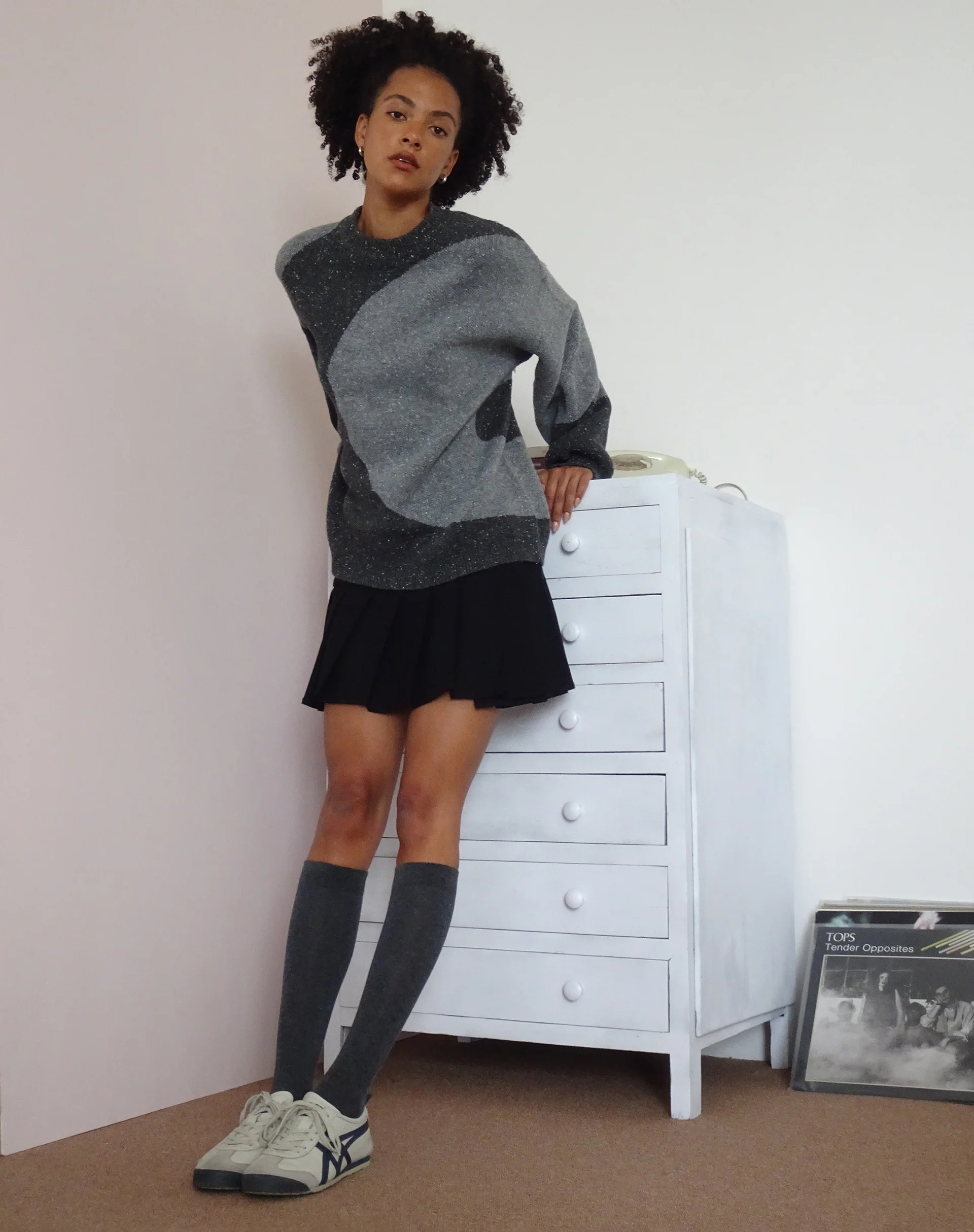 Namari Jumper in Black and Charcoal Mix Knit - Image 5