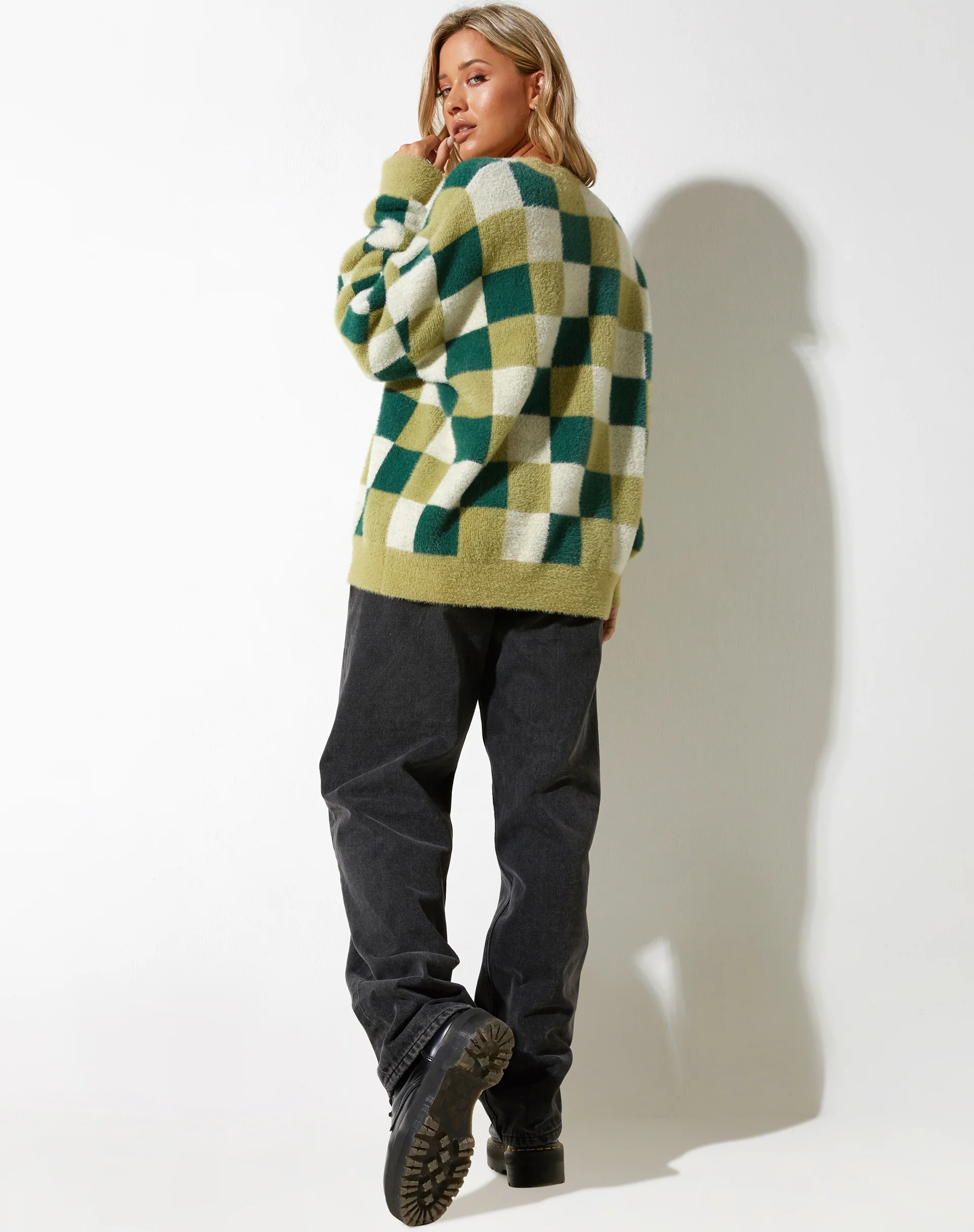 Namari Jumper in Checker Green Cream - Image 6