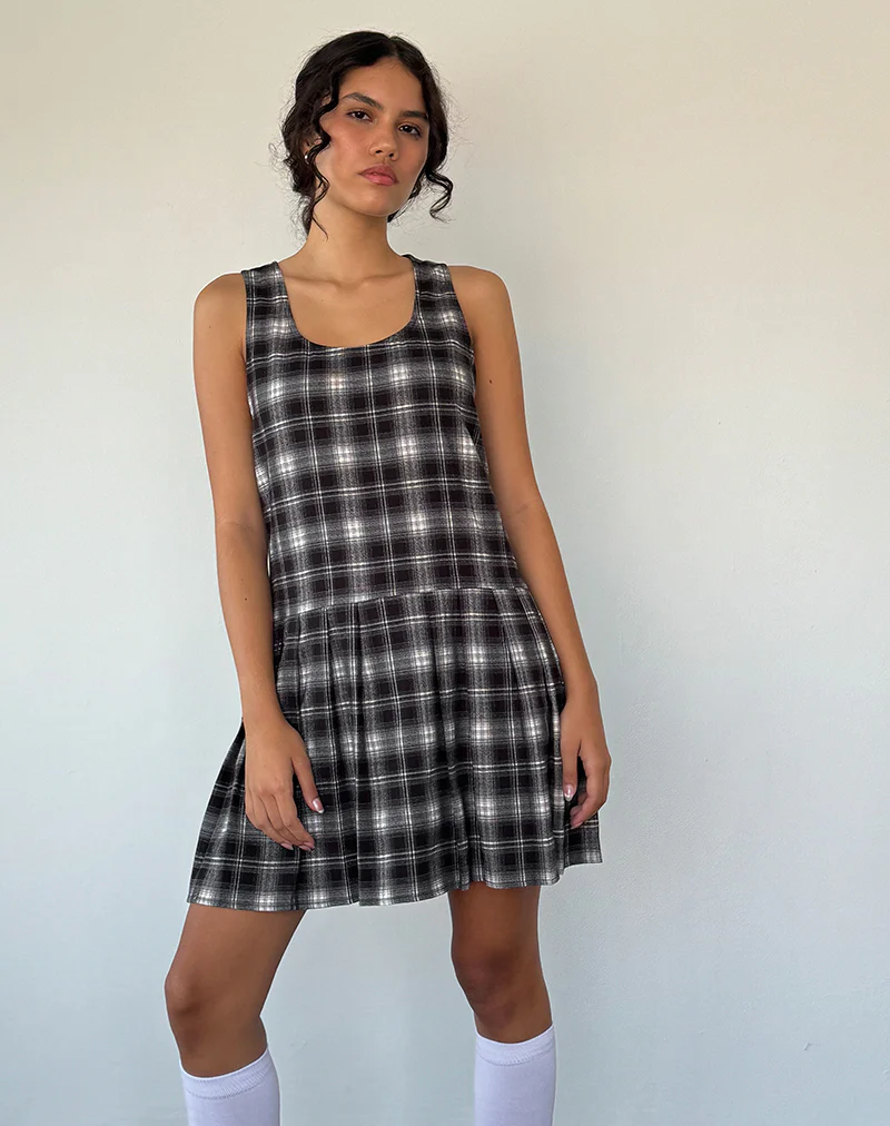 Namaya Mini Dress in Black White Check - Image 2