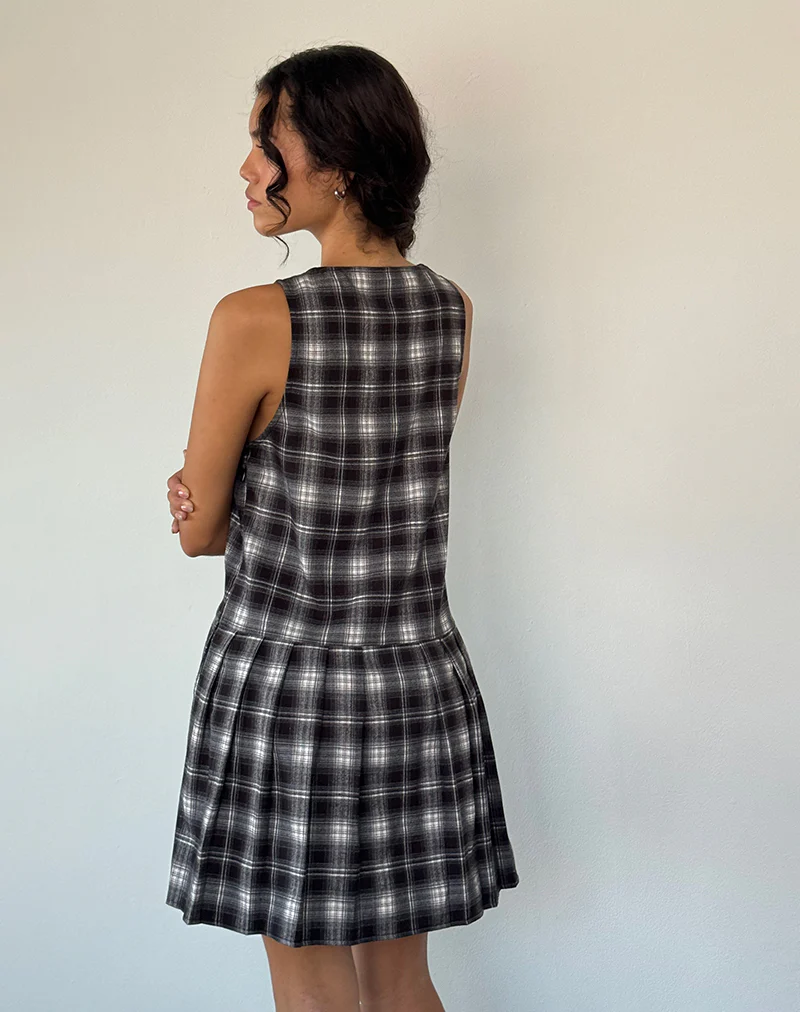 Namaya Mini Dress in Black White Check - Image 4