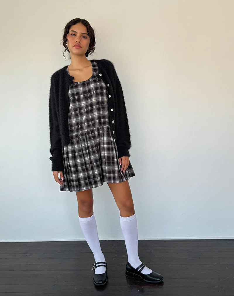 Namaya Mini Dress in Black White Check - Image 5