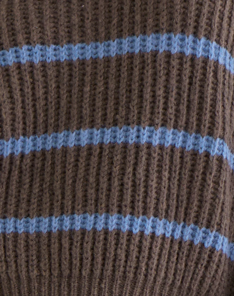 Namirta Jumper in Brown with Blue Stripe - Image 7