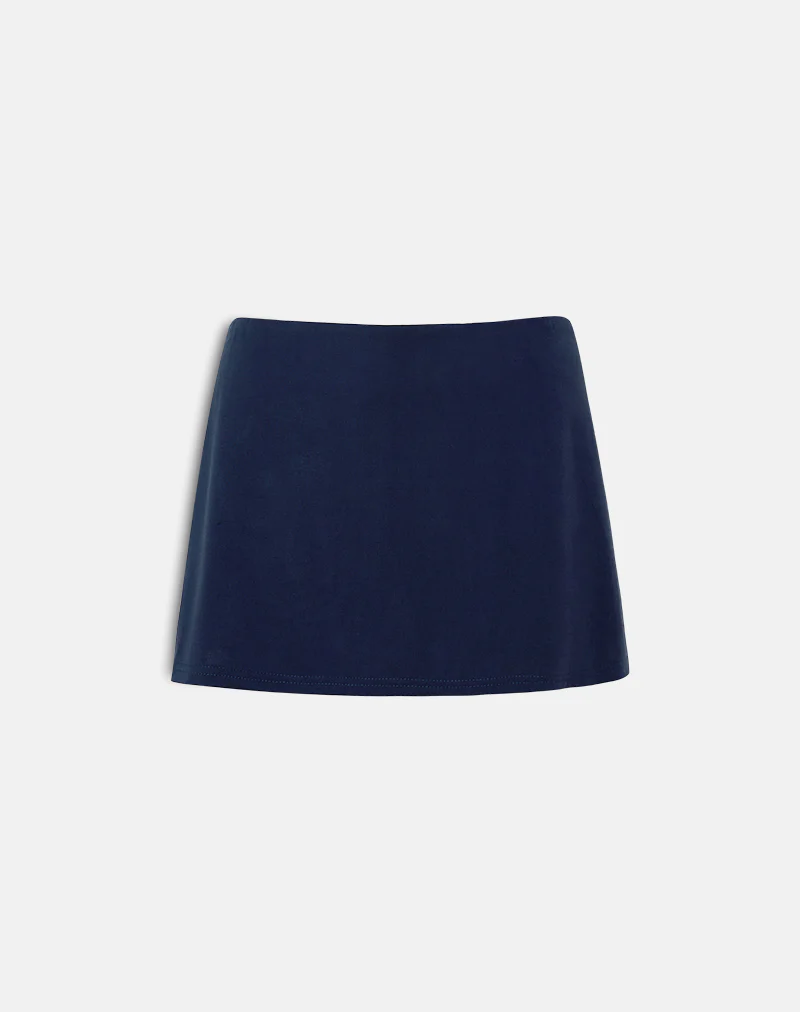 Namya Mini Skort in Cupro Navy - Image 6